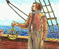 ancient navigator using lodestone compass