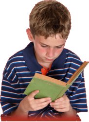 boy reading a book