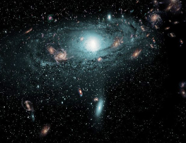 Artists rendering of galaxies hiding behind Milky Way
