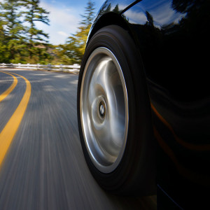 car tire on freeway