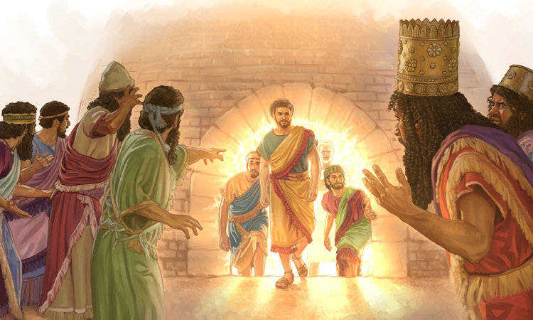 Shadrech, Meshech and Abed Nego walked through the fiery furnace