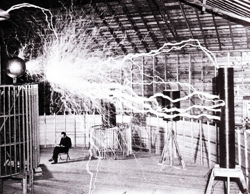 Tesla in his laboratory