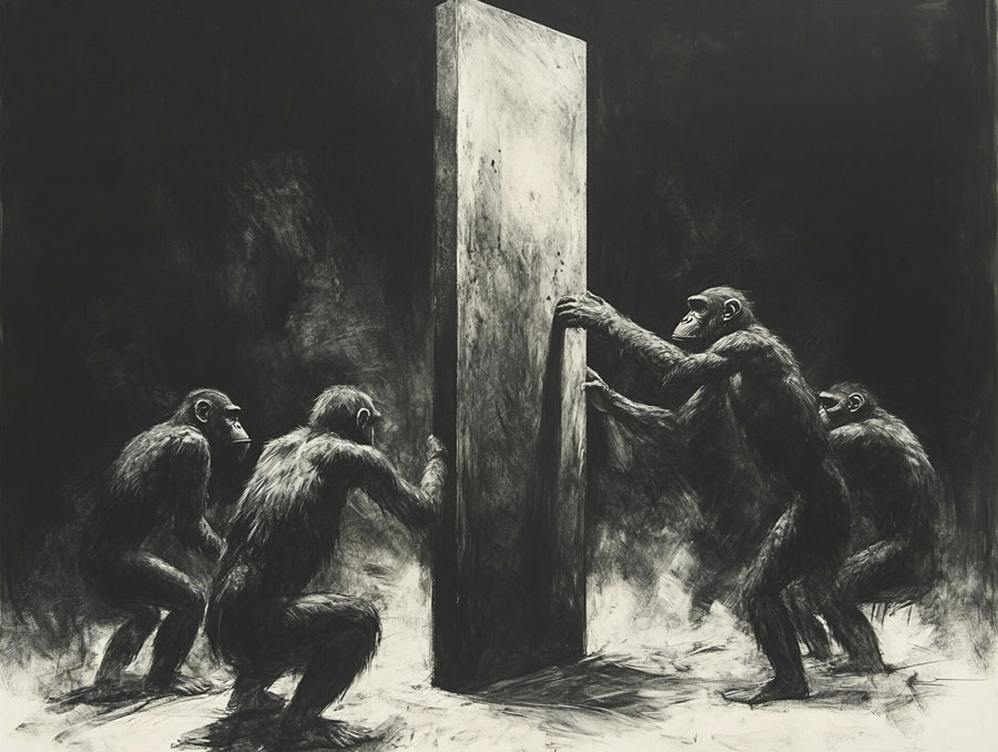 2001-A-Space-Odyssey-apes-encounter-monolith-divider